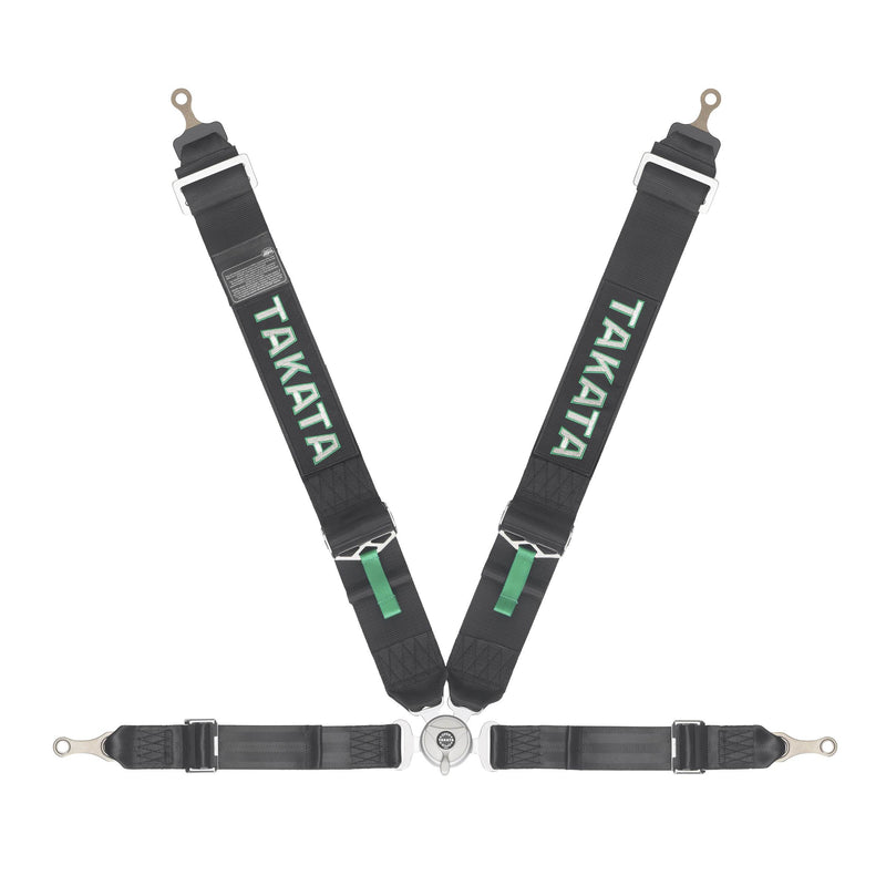 TAKATA Race 4 Bolt On Harness - FIA Approved - Green / Black