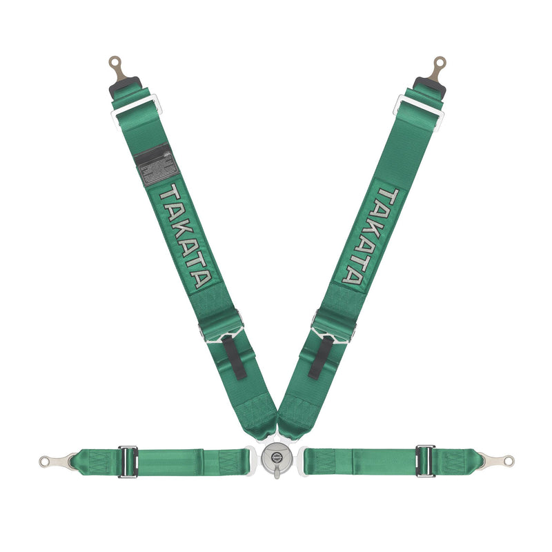 TAKATA Race 4 Bolt On Harness - FIA Approved - Green / Black