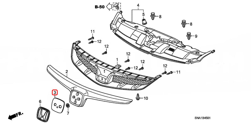 Genuine Honda Parts - Plate Mark H 71123-SNW-000 - Honda - Civic Type R FD2R