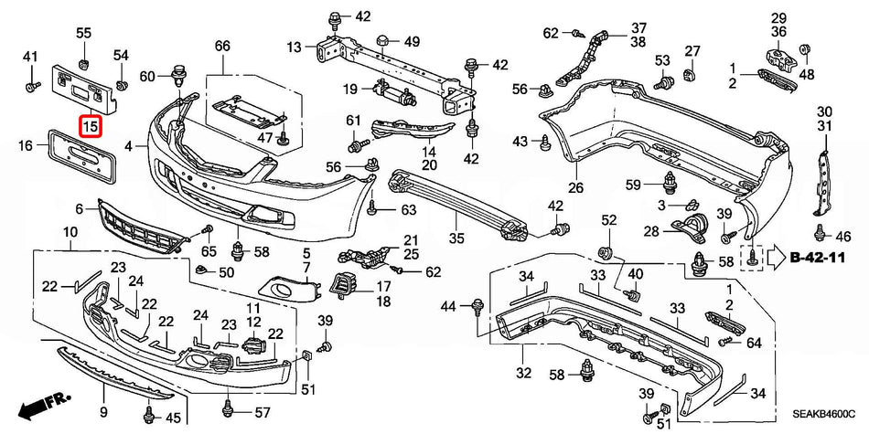 Genuine Honda Parts - BASE, FR. LICENSE PLATE - Honda - Accord Euro R CL7