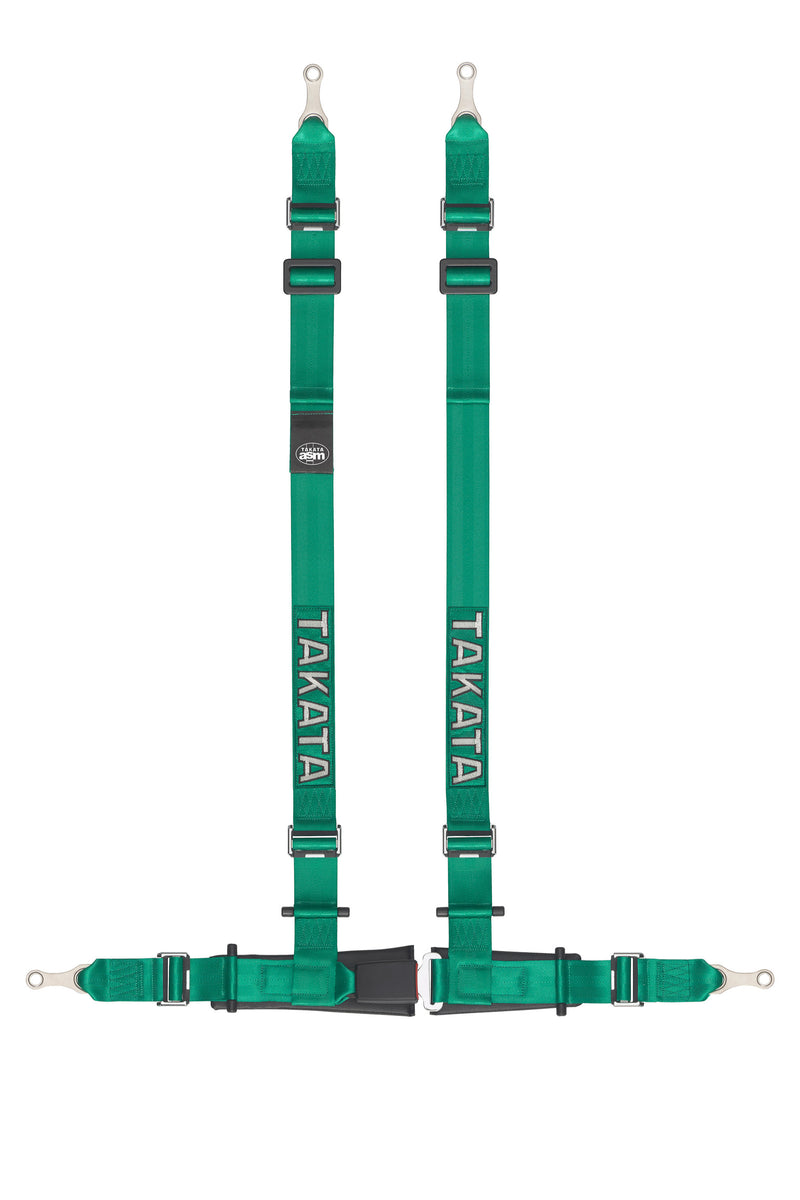 TAKATA Drift II Bolt On Harness - Green / Black