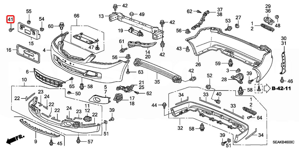 Genuine Honda Parts - BOLT C, BUMPER - Honda - Accord Euro R CL7