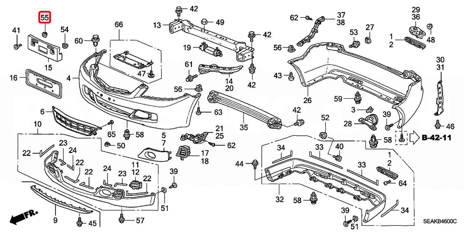 Genuine Honda Parts - NUT, CLIP, 6MM - Honda - Accord Euro R CL7