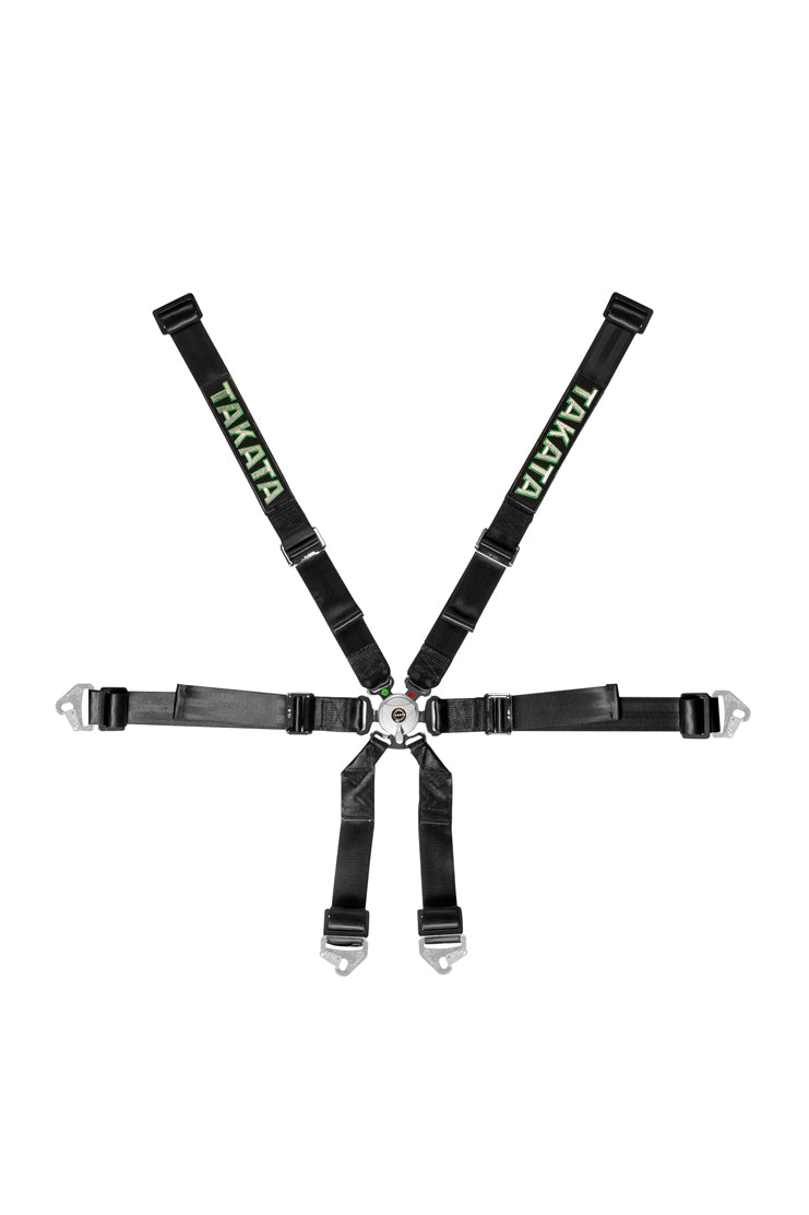 TAKATA Race 2x2 HANS Snap On Harness - FIA Approved - Green / Black