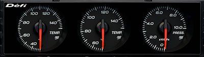 Defi DIN-Gauge Style98 Hommage Black Dial - Green Illumination - Water/Oil Temp, Oil Pressure