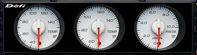 Defi DIN-Gauge Style98 Hommage White Dial - Blue Green Illumination - Water/Oil Temp, Oil Pressure