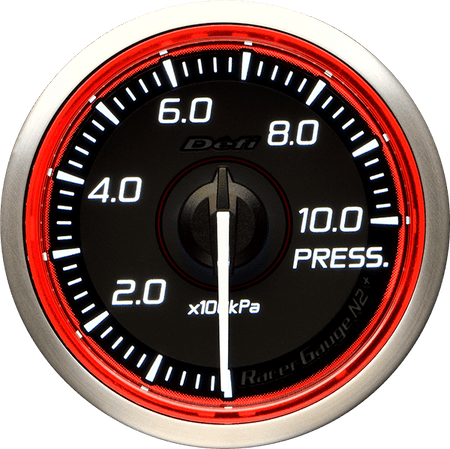 Defi Racer Gauge N2+ (Red) Oil Pressure Gauge - 60mm - 10 Bar-DF19602 - RZCrewGarage