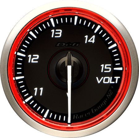 Defi Racer Gauge N2+ (Red) Voltage Gauge - 60mm - 12V-DF19802 - RZCrewGarage