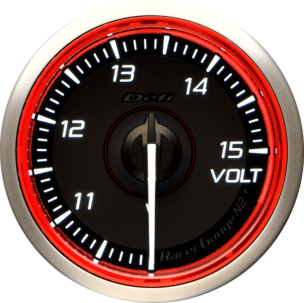 Defi Racer Gauge N2+ (Red) Voltage Gauge - 52mm - 12V-DF19402 - RZCrewGarage