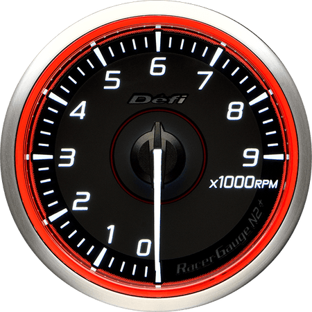 Defi Racer Gauge N2+ (Red) Tachometer Gauge - 60mm - 9000rpm-DF19902 - RZCrewGarage