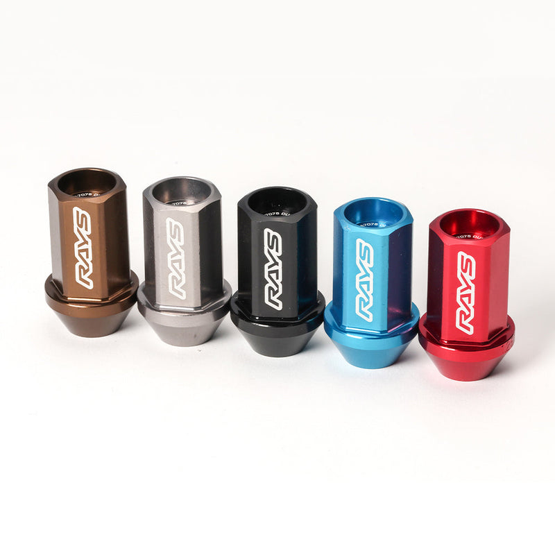Rays - Duralumin lock and nut set L42 - 5H - Straight - M14x1.5 - (20 Pieces) - RZCrewGarage