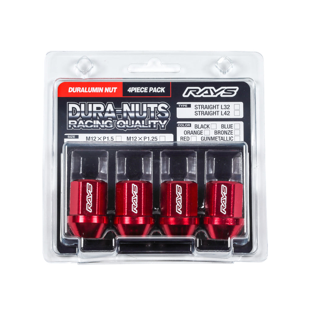 Rays - Duralumin 4 Pieces nut set L32 - Straight - M12x1.25 - RZCrewGarage