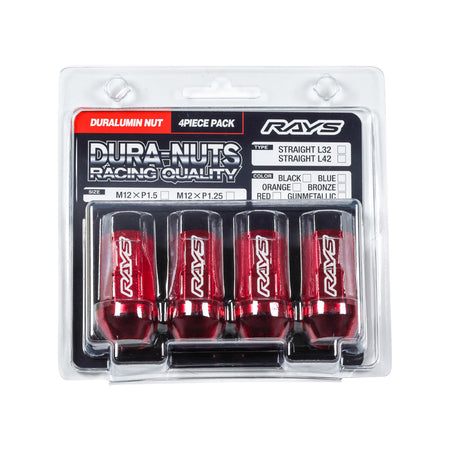 Rays - Duralumin 4 Pieces nut set L42 - Straight - M12x1.25 - RZCrewGarage