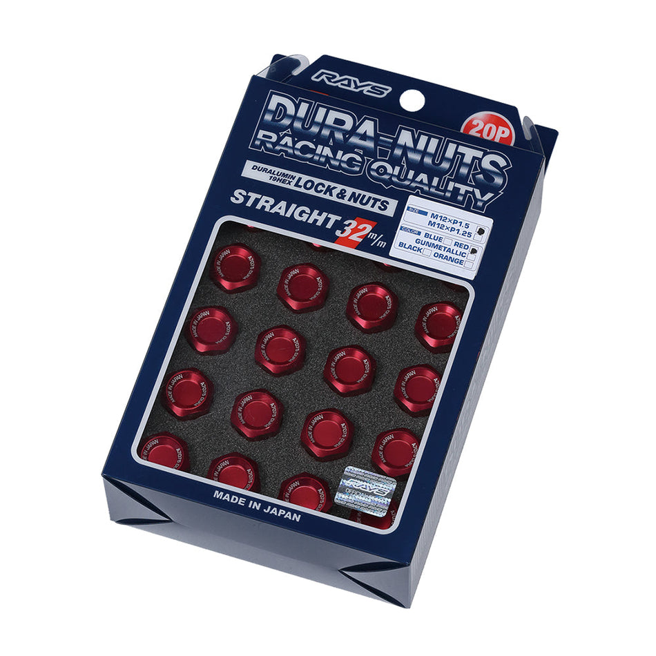 Rays - Duralumin lock and nut set L32 - 4H - Straight - M12x1.25 - (16 Pieces) - RZCrewGarage