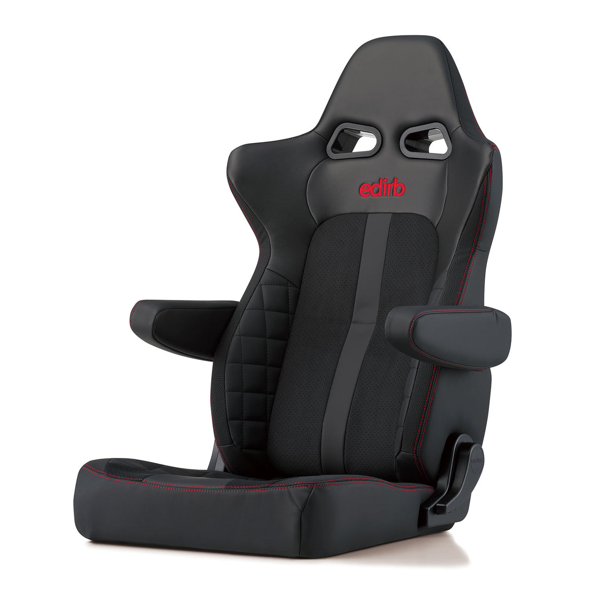 Edirb 064V Red Stitching Reclinable Seat - Frp - Black-E64BVP - Rzcrewgarage