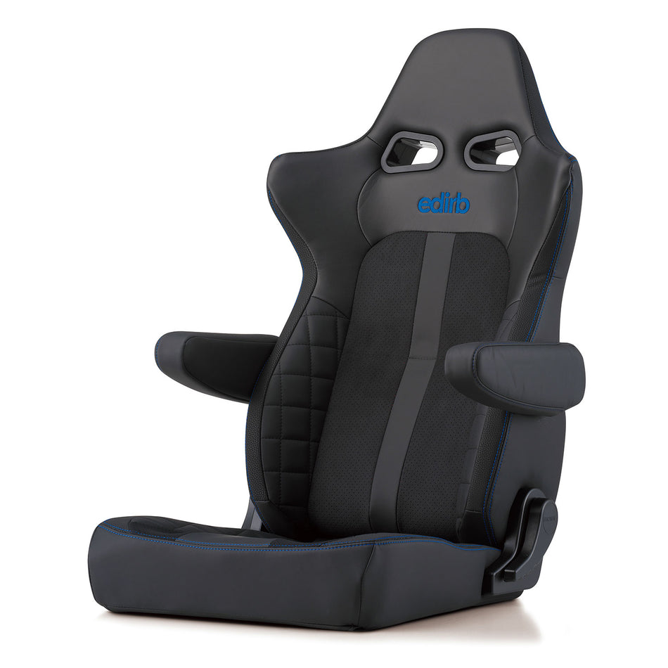 Edirb 064V Blue Stitching (Seat Heater) Reclinable Seat - Frp - Black-E67CVP - Rzcrewgarage