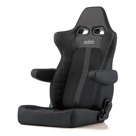 Edirb 064V Grey Stitching Reclinable Seat - Frp - Black-E64LVP - Rzcrewgarage