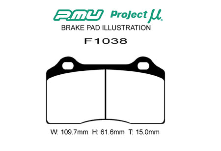 HC-CS - Project Mu HC-CS Brake Pads F1038 -  Thickness 15 - Rzcrewgarage
