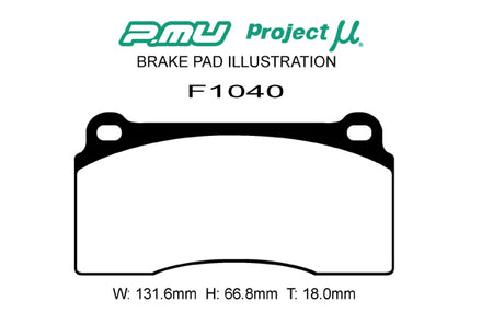 Racing999 - Project Mu Racing999 Brake Pads F1040 - brembo Thickness 18 - Rzcrewgarage