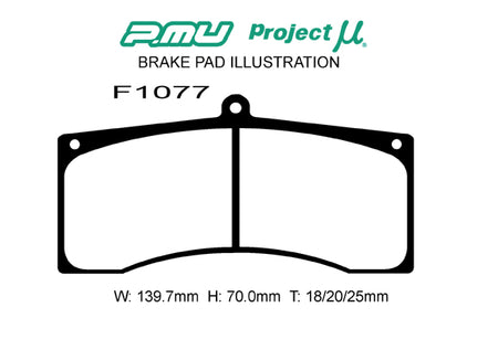 HC+ - Project Mu HC+ Brake Pads F1077 - brembo Thickness 20 - Rzcrewgarage