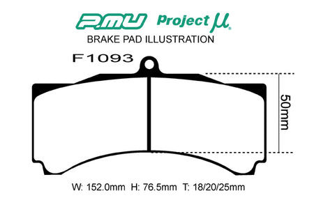 HC+ - Project Mu HC+ Brake Pads F1093 - AP CP3894D51 Thickness 18 - Rzcrewgarage