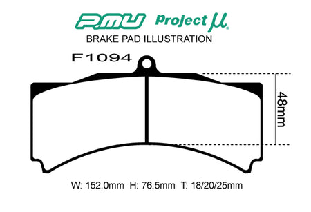 Racing777 - Project Mu Racing777 Brake Pads F1094 - AP CP3894D46 Thickness 18 - Rzcrewgarage