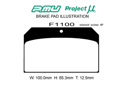 NS-C - Project Mu NS-C Brake Pads F1100 - Willwood outlaw Thickness 12.5 - Rzcrewgarage