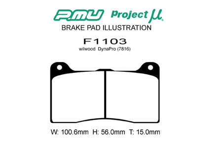 HC-CS - Project Mu HC-CS Brake Pads F1103 - Willwood #7816 Thickness 15 - Rzcrewgarage