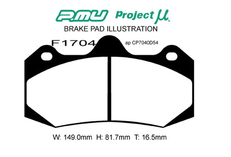 PS Perfect Spec - Project Mu PS Perfect Spec Brake Pads F1704 - AP CP7040D54 16.5 - Rzcrewgarage