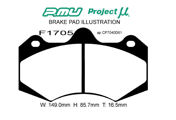 Racing777 - Project Mu Racing777 Brake Pads F1705 - AP CP7040D61 16.5 - Rzcrewgarage