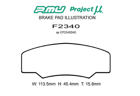 NS-C - Project Mu NS-C Brake Pads F2340 - AP CP2340D40 Thickness 16 - Rzcrewgarage