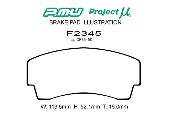 NS-C - Project Mu NS-C Brake Pads F2345 - AP CP3345D44 Thickness 16 - Rzcrewgarage