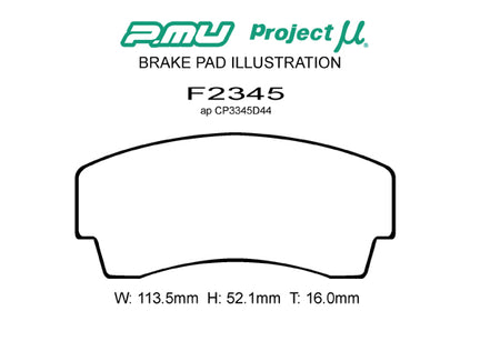 PS Perfect Spec - Project Mu PS Perfect Spec Brake Pads F2345 - AP CP3345D44 Thickness 16 - Rzcrewgarage