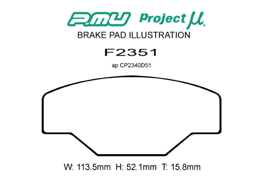 Racing777 - Project Mu Racing777 Brake Pads F2351 - AP CP2340D51 Thickness 16 - Rzcrewgarage