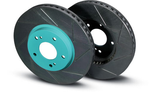 Project Mu - SCR Front Slotted Rotors (Black) - Honda Civic Type R FD2R SCRH114BK - Rzcrewgarage