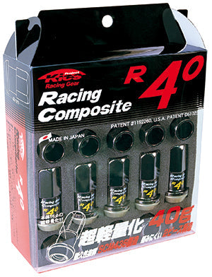 Project Kics - Racing Composite R40 Lock Nut Set Glorious Black - M12x1.5 - Set of 20 RC-11K - RZCrewGarage