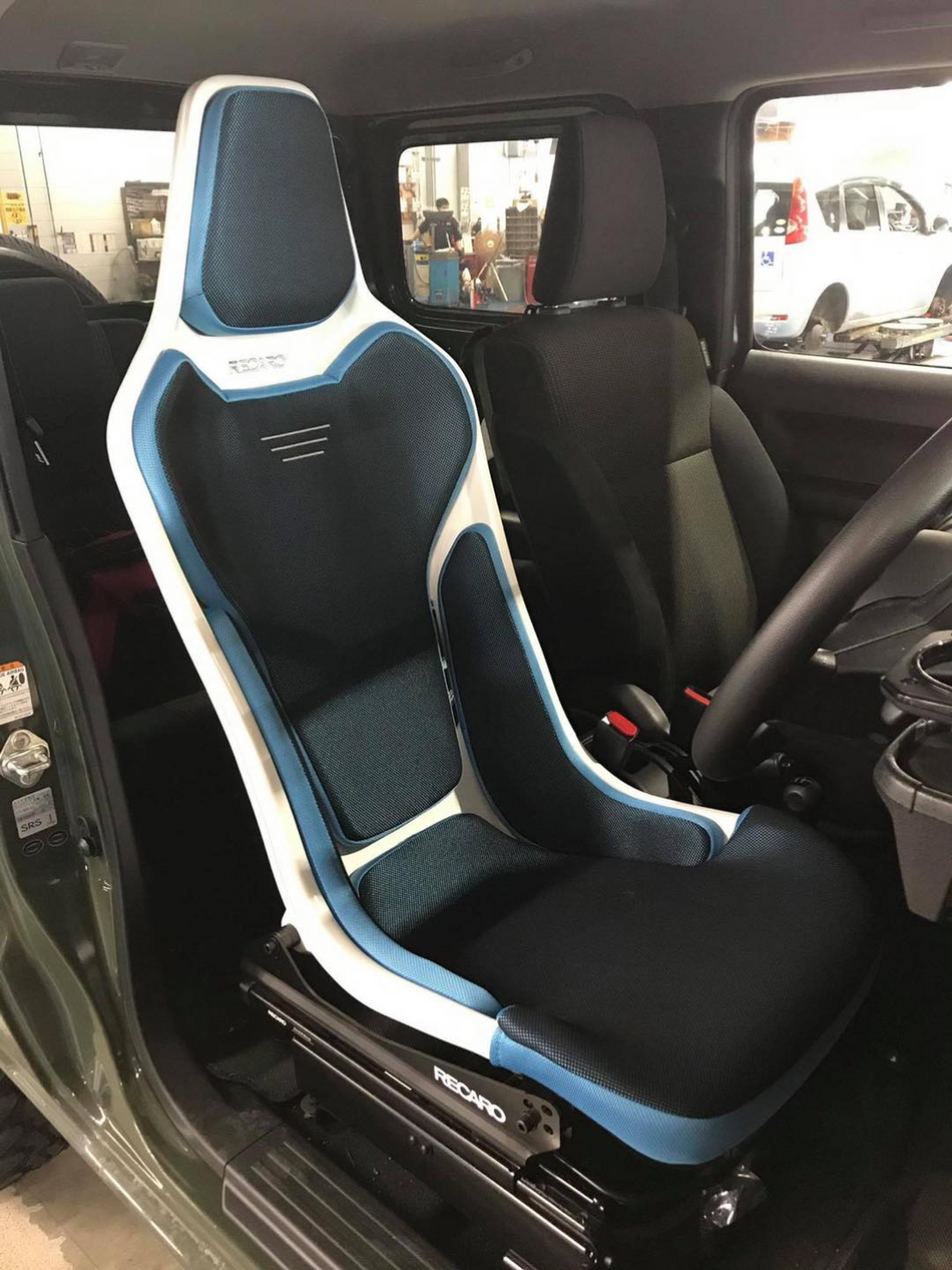 Recaro Japan RCS Fixed Bucket Seat - White Shell - Blue Fabric - 81-087.20.622-0 - Rzcrewgarage
