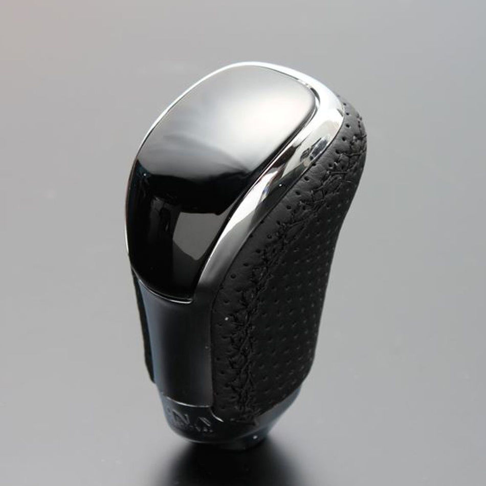 Luna - Shift Knob V Type (Standard) Punching / Piano Black / Black Euro Stitch Toyota Vanguard-STV126EBK - Rzcrewgarage