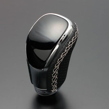 Luna - Shift Knob V Type (Standard) Punching / Black Wood Gold / Silver Euro Stitch Toyota Vanguard-STV152ESI - Rzcrewgarage