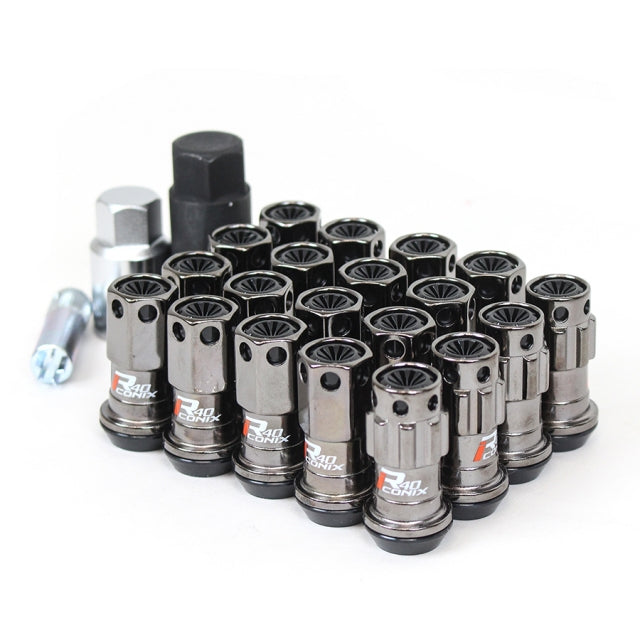 Project Kics - R40 Iconix Classical Black Chrome Lug Nuts (16+4 Locks) - M12x1.5 - Set of 20 WRIF11CK - RZCrewGarage