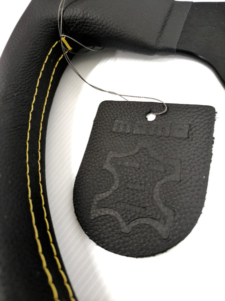 Momo - Monte Carlo Steering Wheels - 350mm Yellow Stitches Leather - Flat Dish-MCL35BK5B - RZCrewGarage