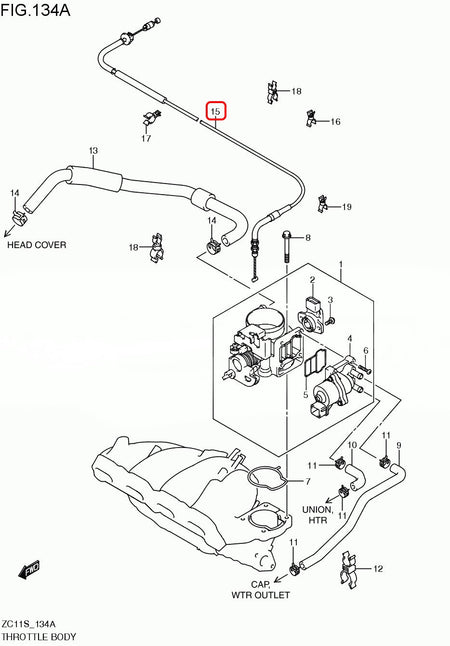 OEM Suzuki - Accelerator Cabel ASSY - Suzuki SWIFT ZC21S-15910-63J00 - Rzcrewgarage