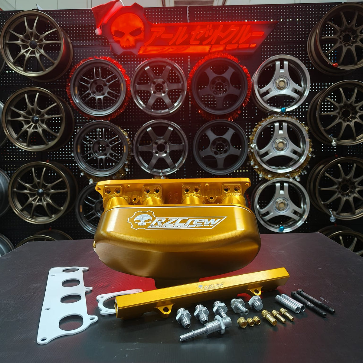 Rzcrew Racing - Billet Airstream Centerfeed Intake Manifold Dual Injector - Honda - Civic K20A/K20Z/K series - HVAIR-H2I-KSCF