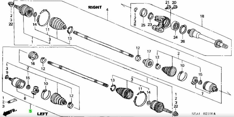 Genuine Honda Parts - Drive Shaft ASSY Right - Honda - Accord CL9 AUTO 44305-SEA-N00 - Rzcrewgarage