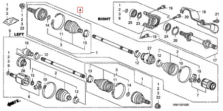 Drive Shaft right - Honda - FD2R - 44305-SNW-010 - Rzcrewgarage