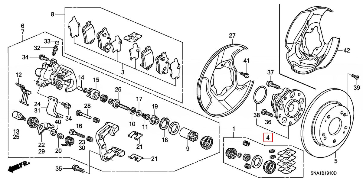 Genuine Honda Parts - Genuine Honda Parts - Bearing Assy., RR. Hub Unit (NTN) - Honda - FD2R - 42200-SNA-A51 - Rzcrewgarage
