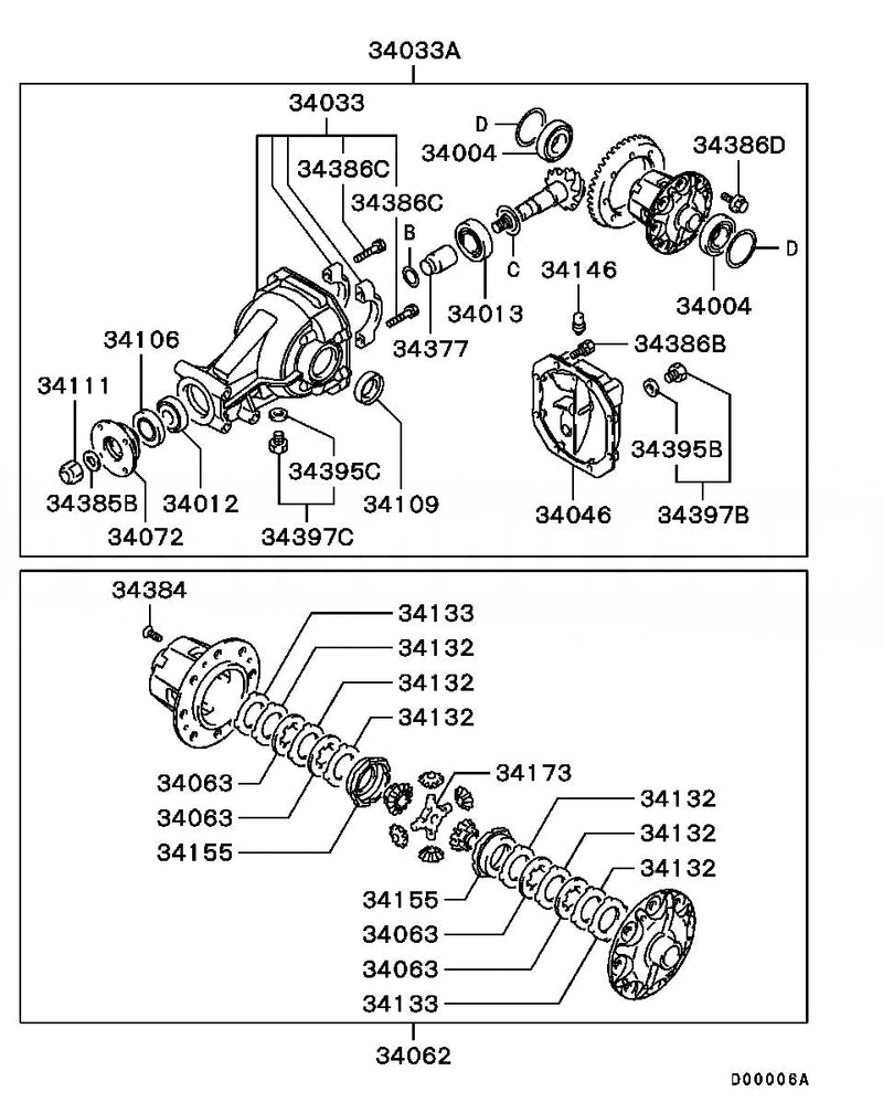 OEM Mitsubishi SHAFT,A/T CTR DIFF PINION - Mitsubishi Lancer Evolution IX - CT9A - CT9A Evo 9 - MD748970