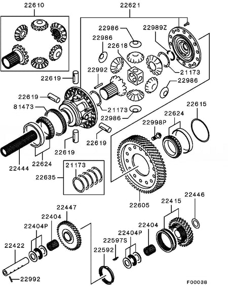OEM Mitsubishi DIFFERENTIAL KIT,RR LIMITED SLIP - Mitsubishi Lancer Evolution IX - CT9A - CT9A Evo 9 - MR166619