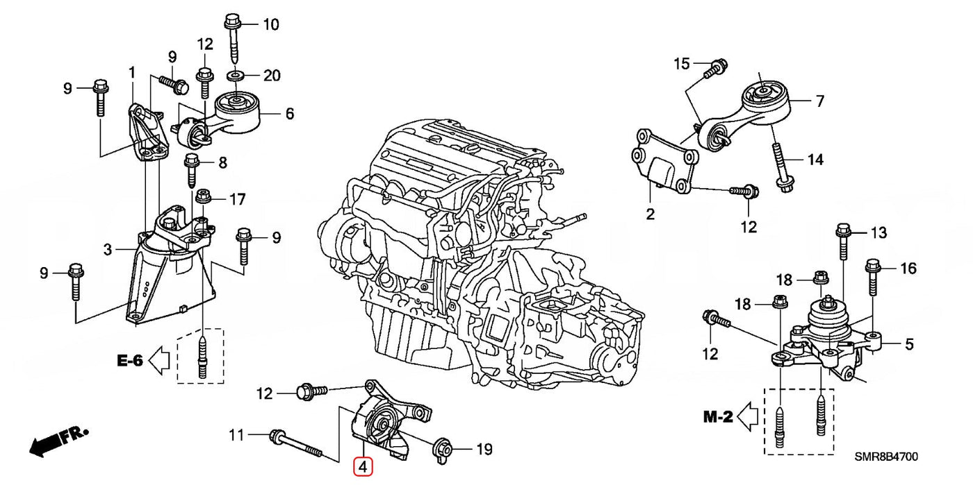 Genuine Honda Parts 50830-SVB-A01 MOUNTING, FR. ENGINE FN2R - RZCrewGarage