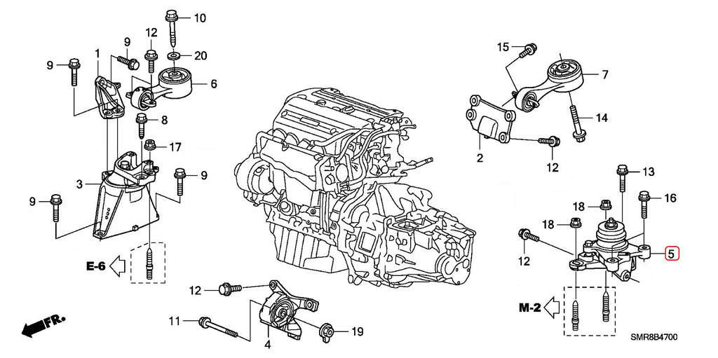 Genuine Honda Parts 50850-SMT-E02 RUBBER ASSY. TRANSMISSION MOUNTING FN2R